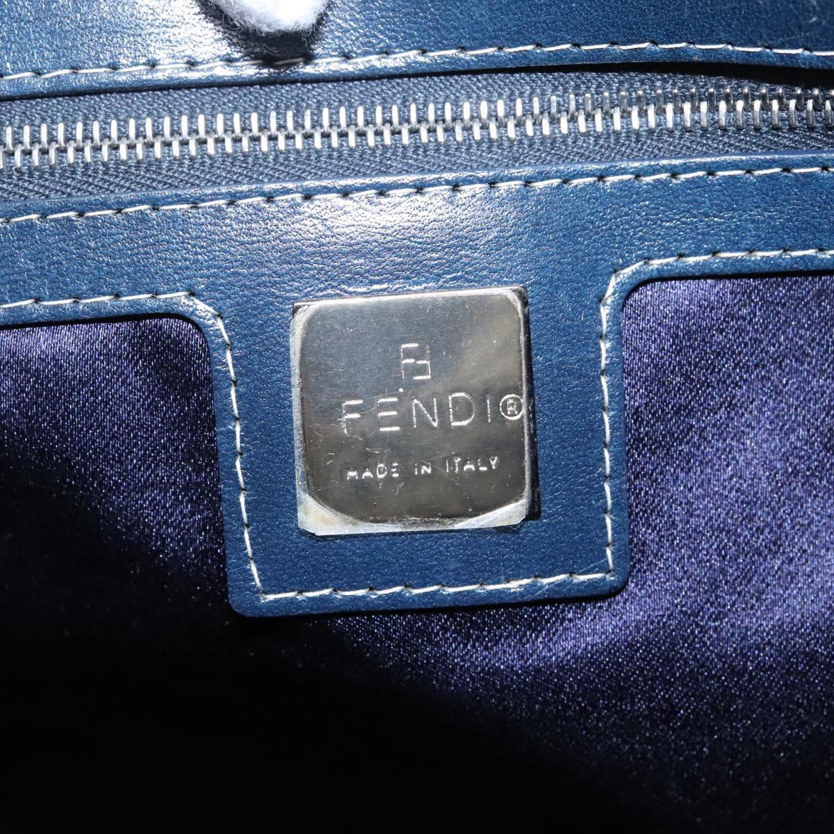 FENDI Zucchino Canvas Shoulder Bag Navy 114284