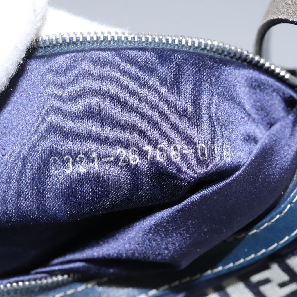 FENDI Zucchino Canvas Shoulder Bag Navy 114284