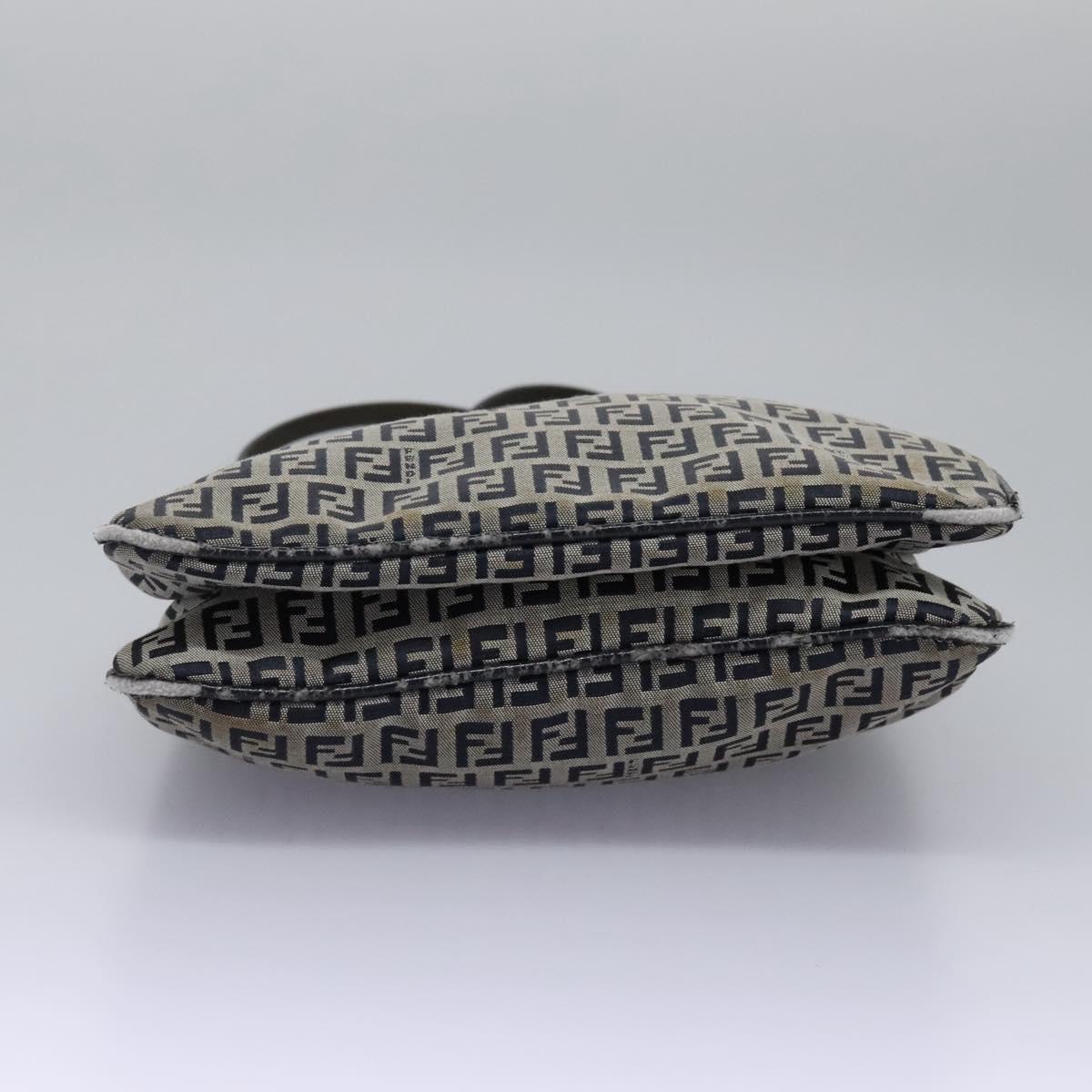FENDI Zucchino Canvas Shoulder Bag Navy 114284