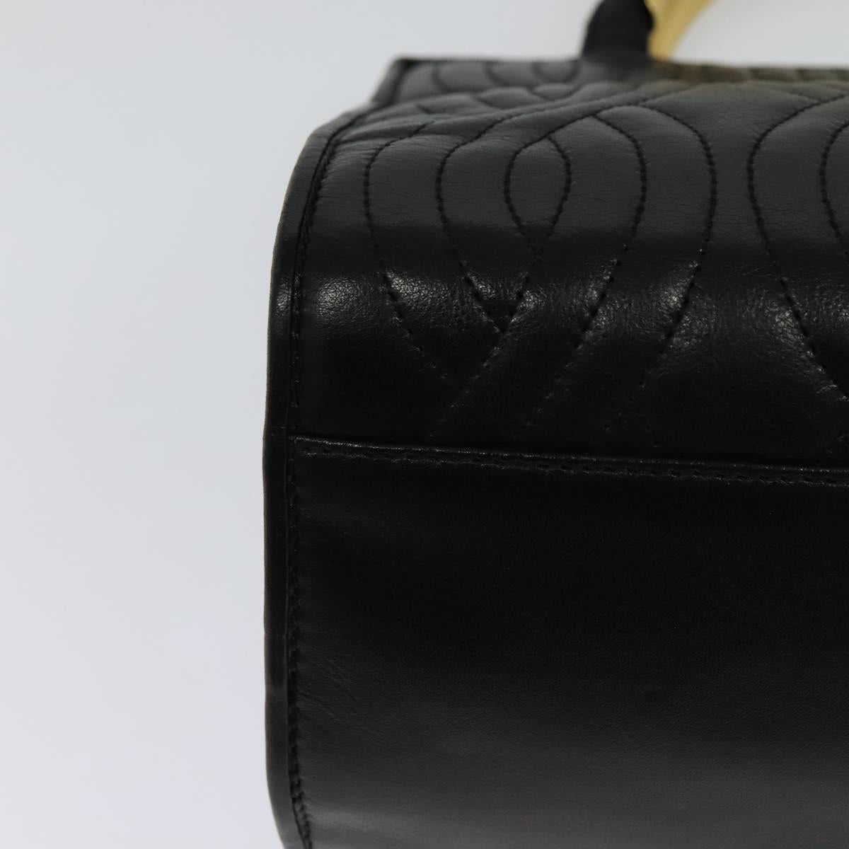 FENDI Hand Bag Leather Metal Black Gold 114362