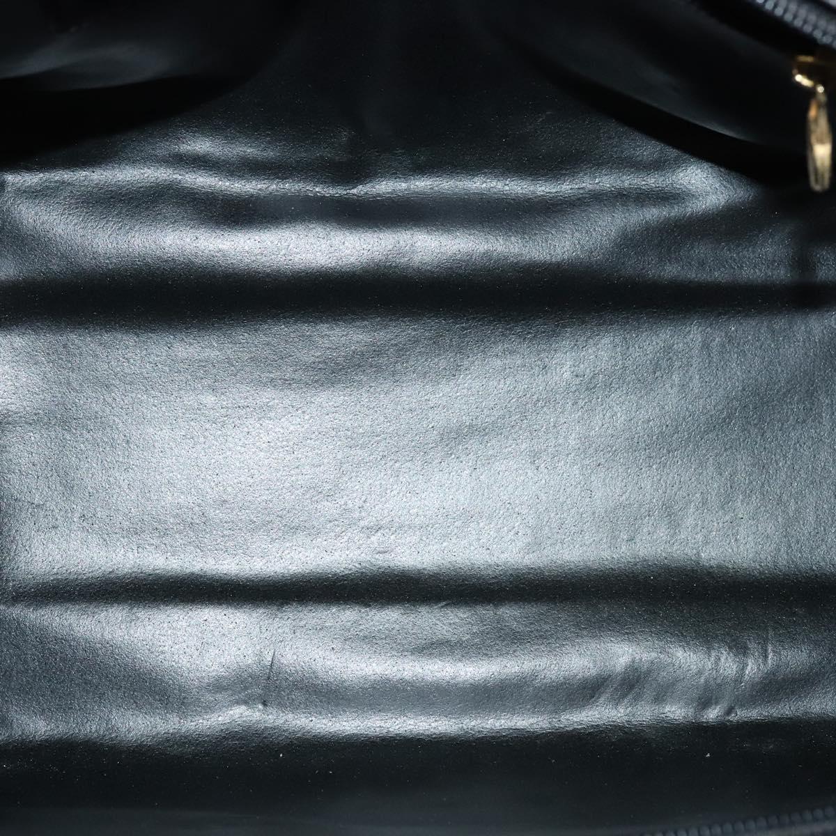 FENDI Hand Bag Leather Metal Black Gold 114362