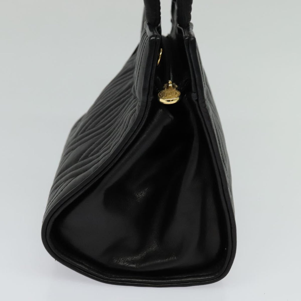 FENDI Hand Bag Leather Metal Black Gold 114362
