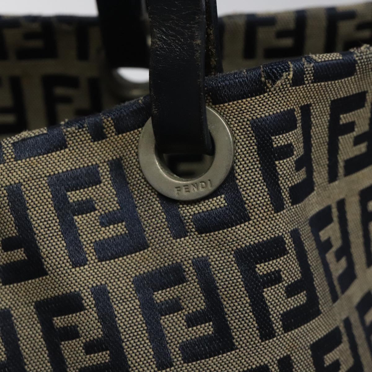FENDI Zucchino Canvas Tote Bag Navy 114388