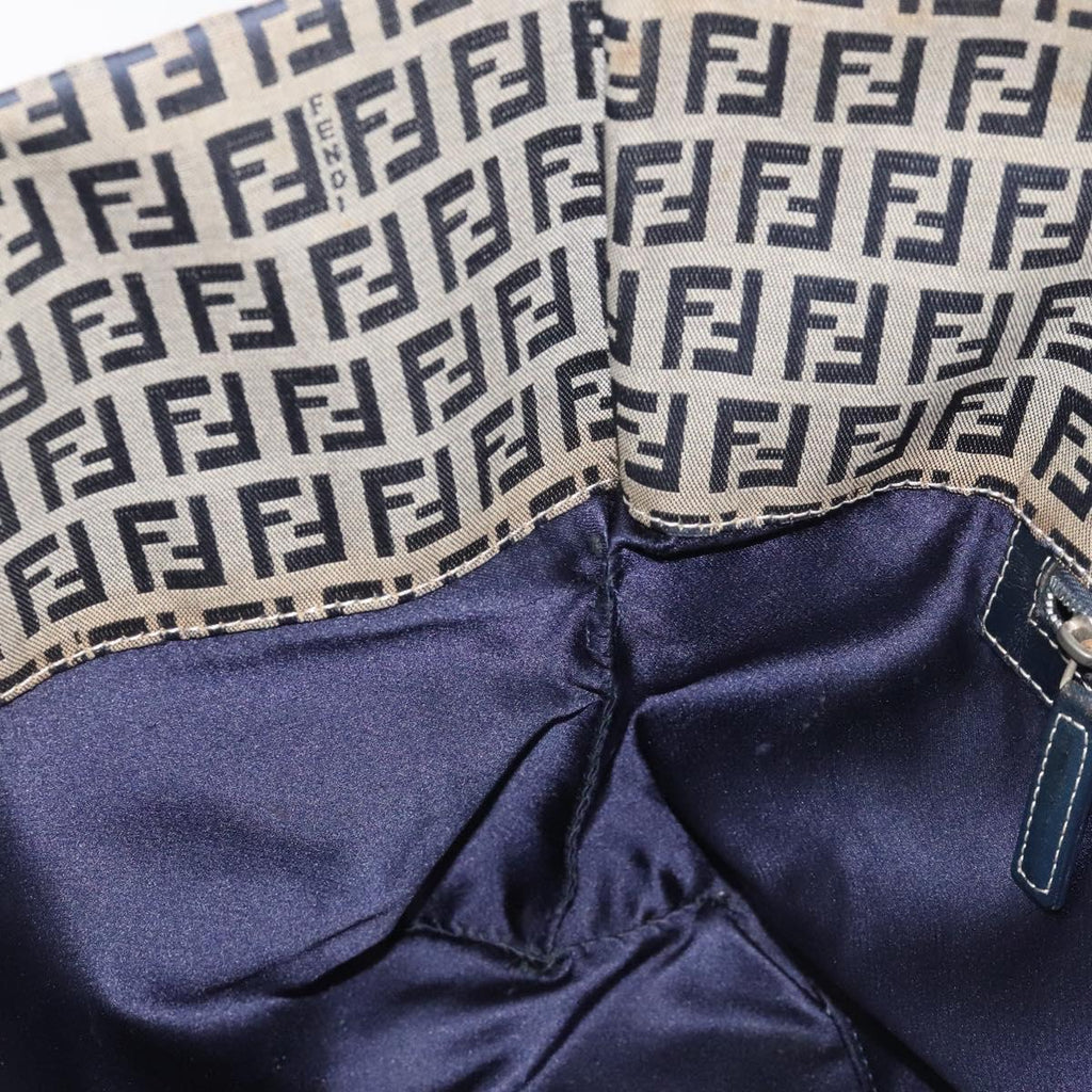 FENDI Zucchino Canvas Tote Bag Navy 114388