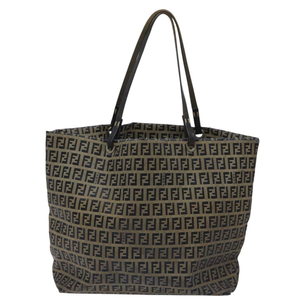 FENDI Zucchino Canvas Tote Bag Navy 114388