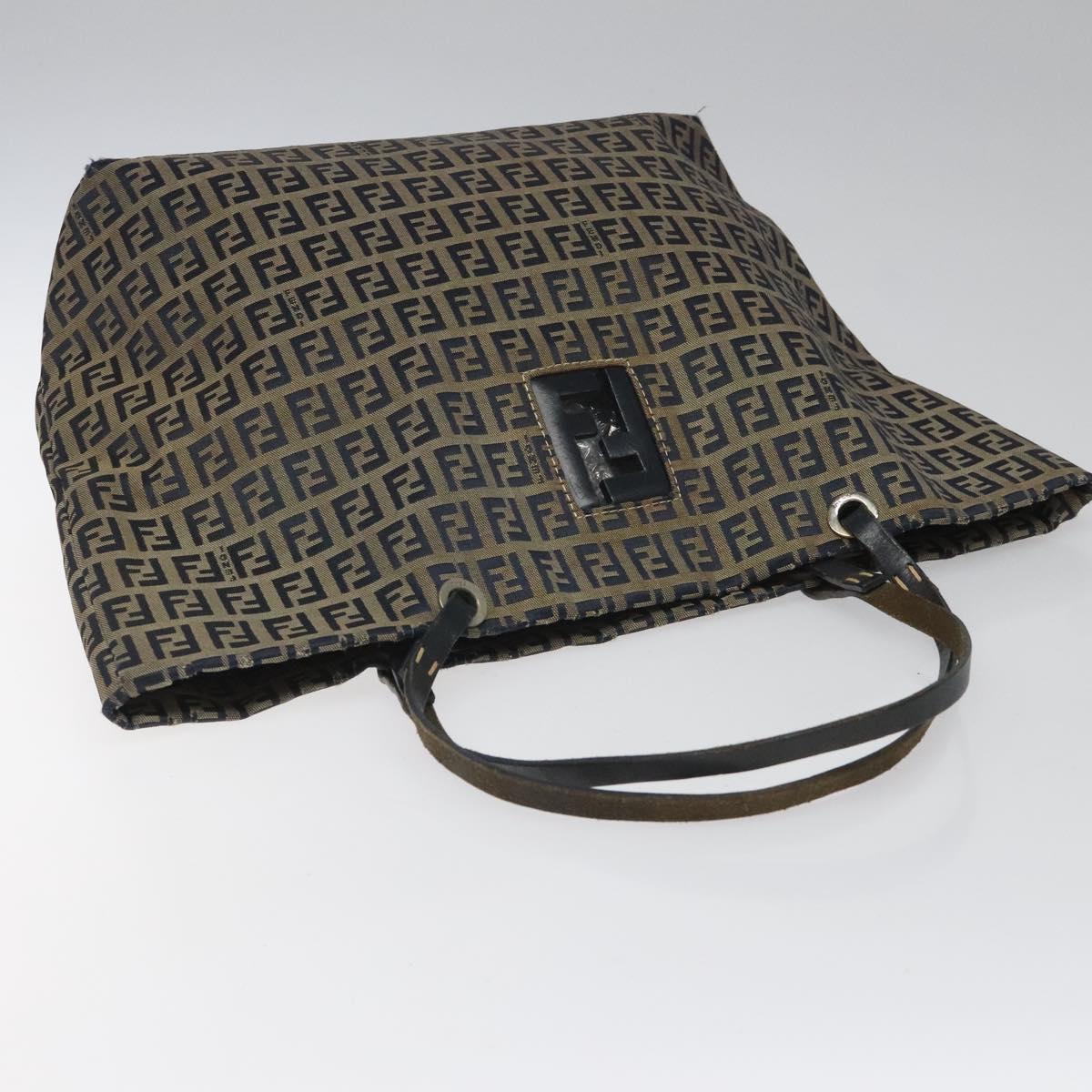 FENDI Zucchino Canvas Tote Bag Navy 114388