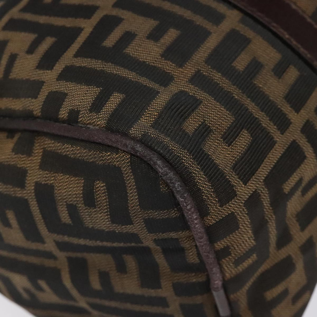 FENDI Zucca Canvas Hand Bag Brown Black 114416