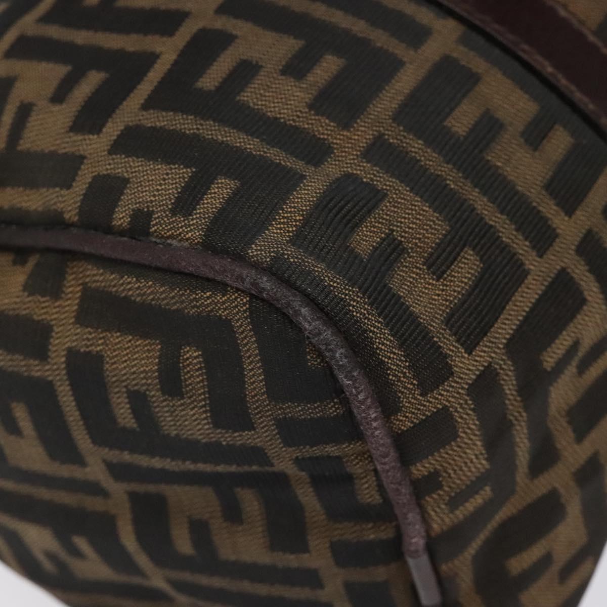 FENDI Zucca Canvas Hand Bag Brown Black 114416