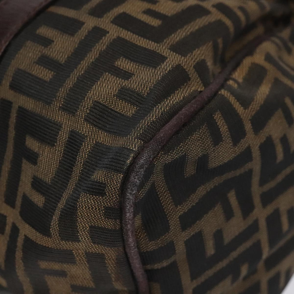 FENDI Zucca Canvas Hand Bag Brown Black 114416