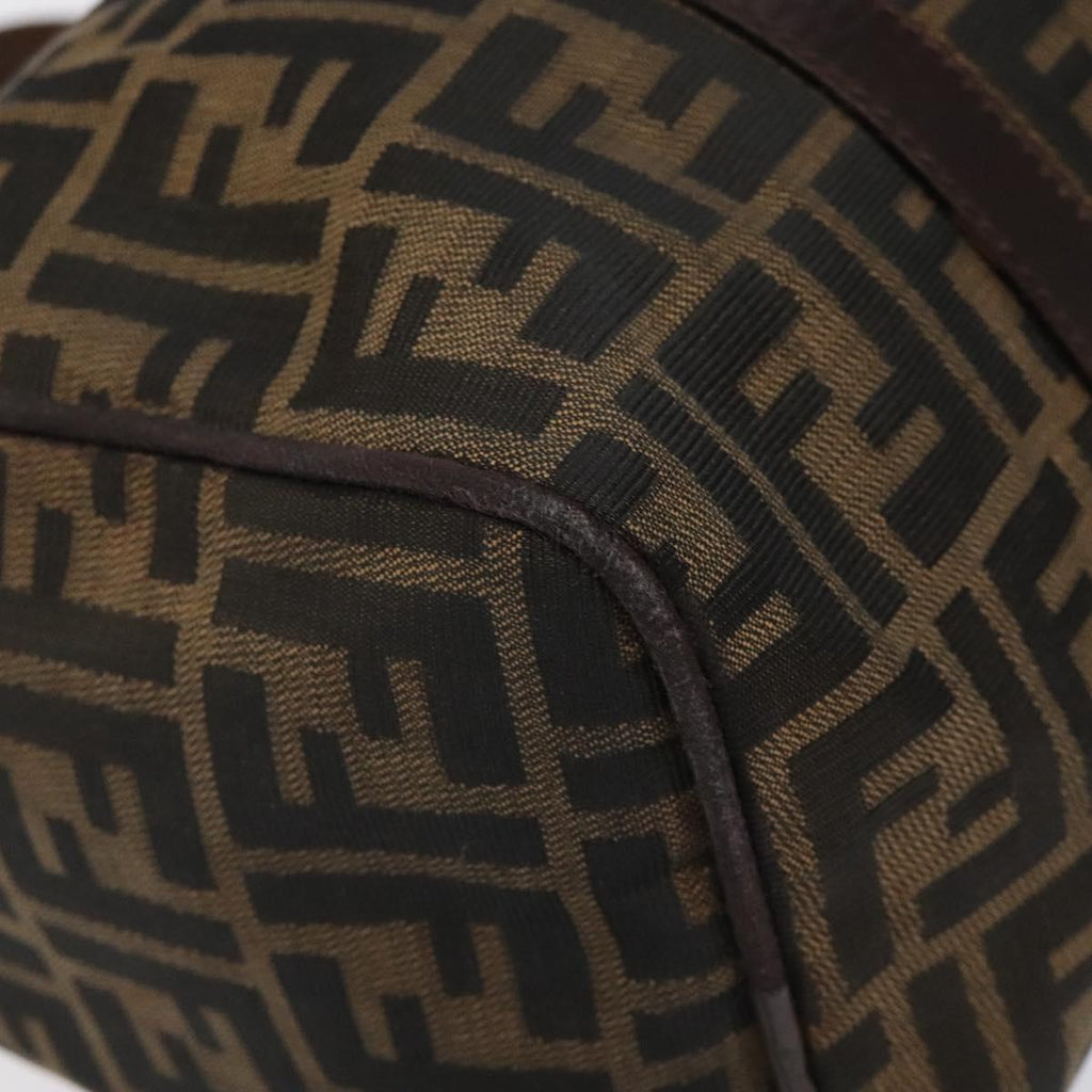 FENDI Zucca Canvas Hand Bag Brown Black 114416