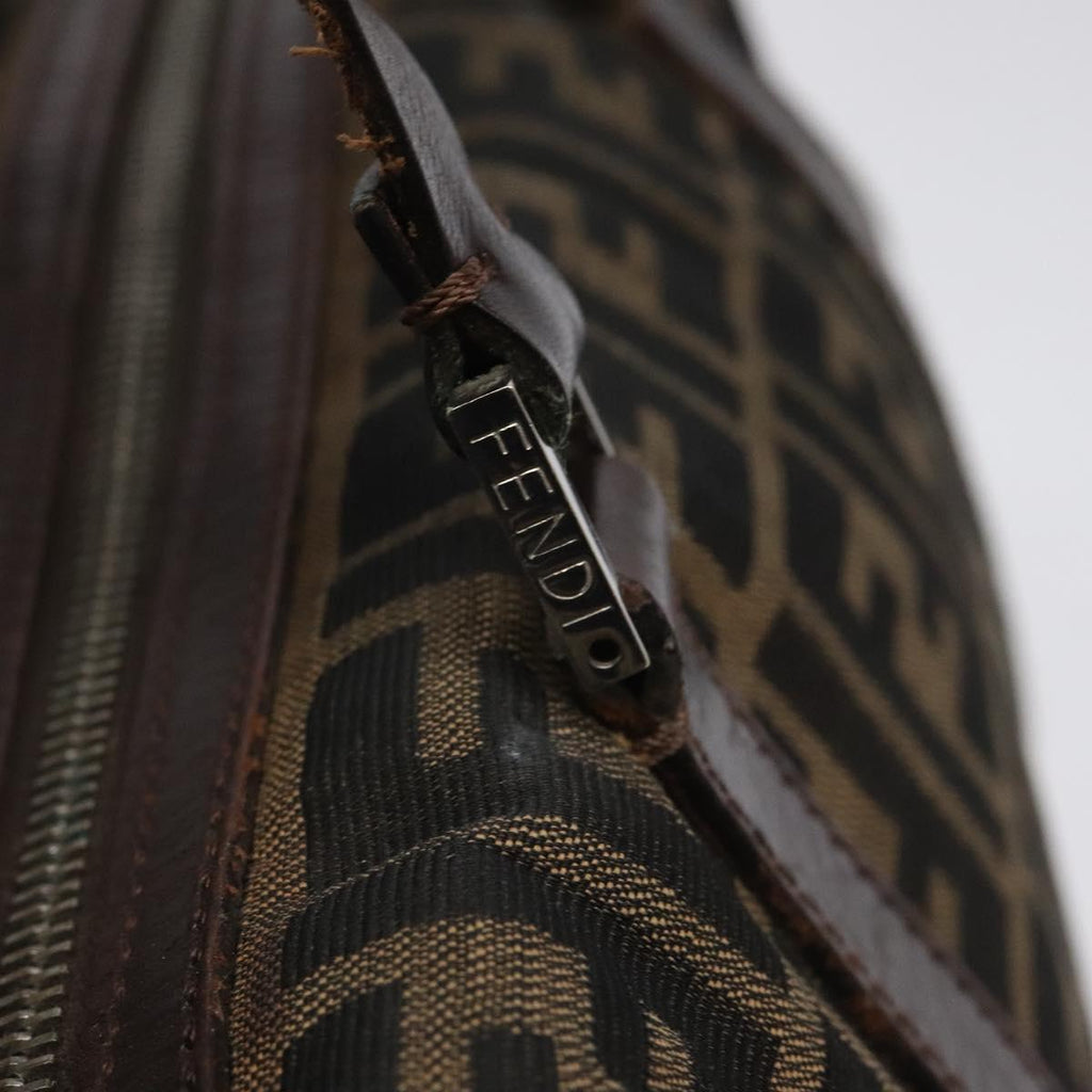 FENDI Zucca Canvas Hand Bag Brown Black 114416