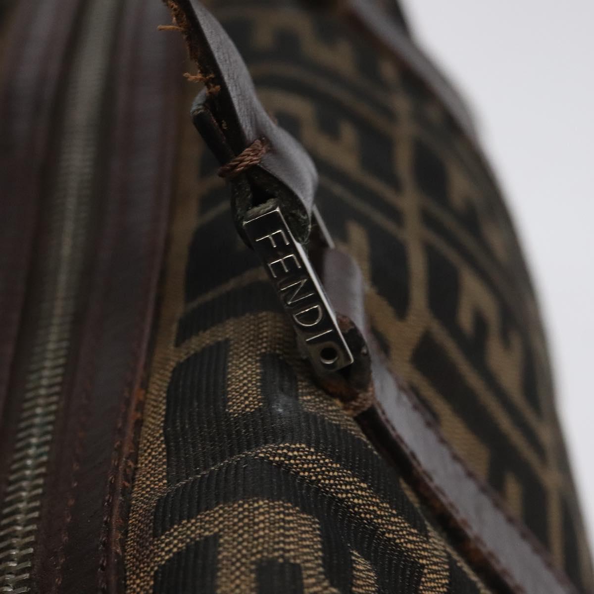 FENDI Zucca Canvas Hand Bag Brown Black 114416