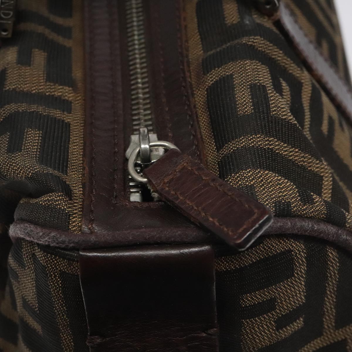 FENDI Zucca Canvas Hand Bag Brown Black 114416