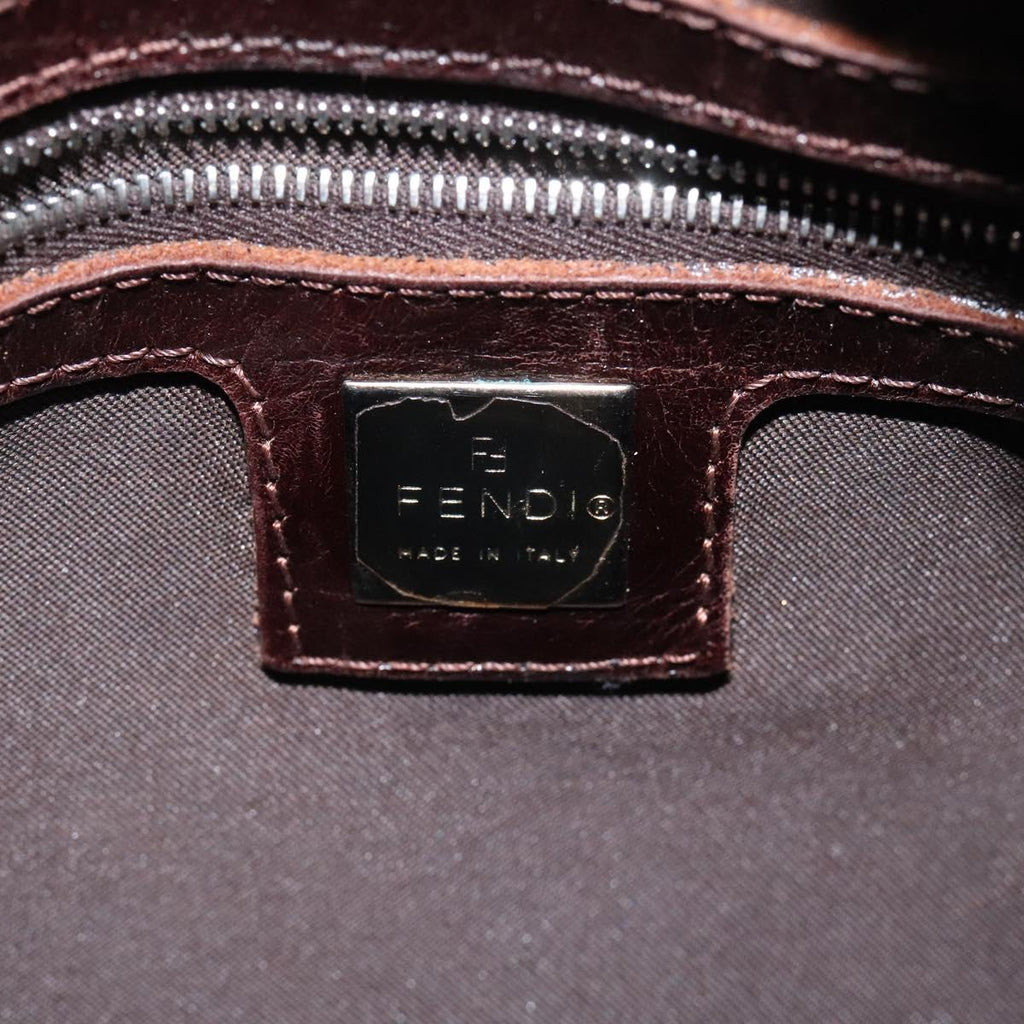 FENDI Zucca Canvas Hand Bag Brown Black 114416
