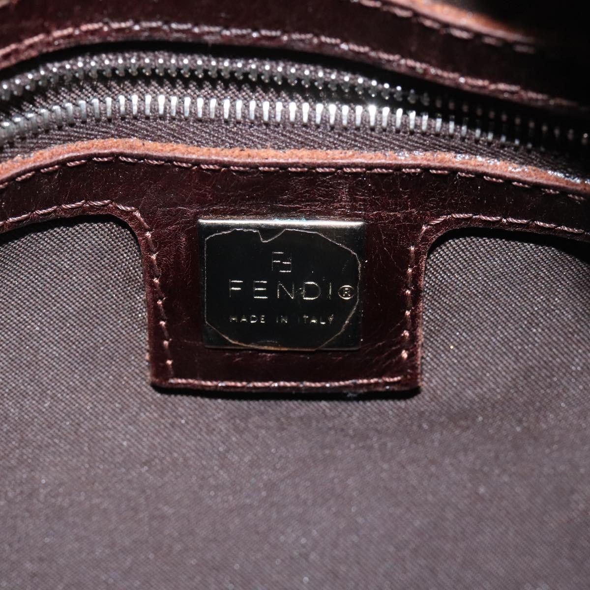 FENDI Zucca Canvas Hand Bag Brown Black 114416