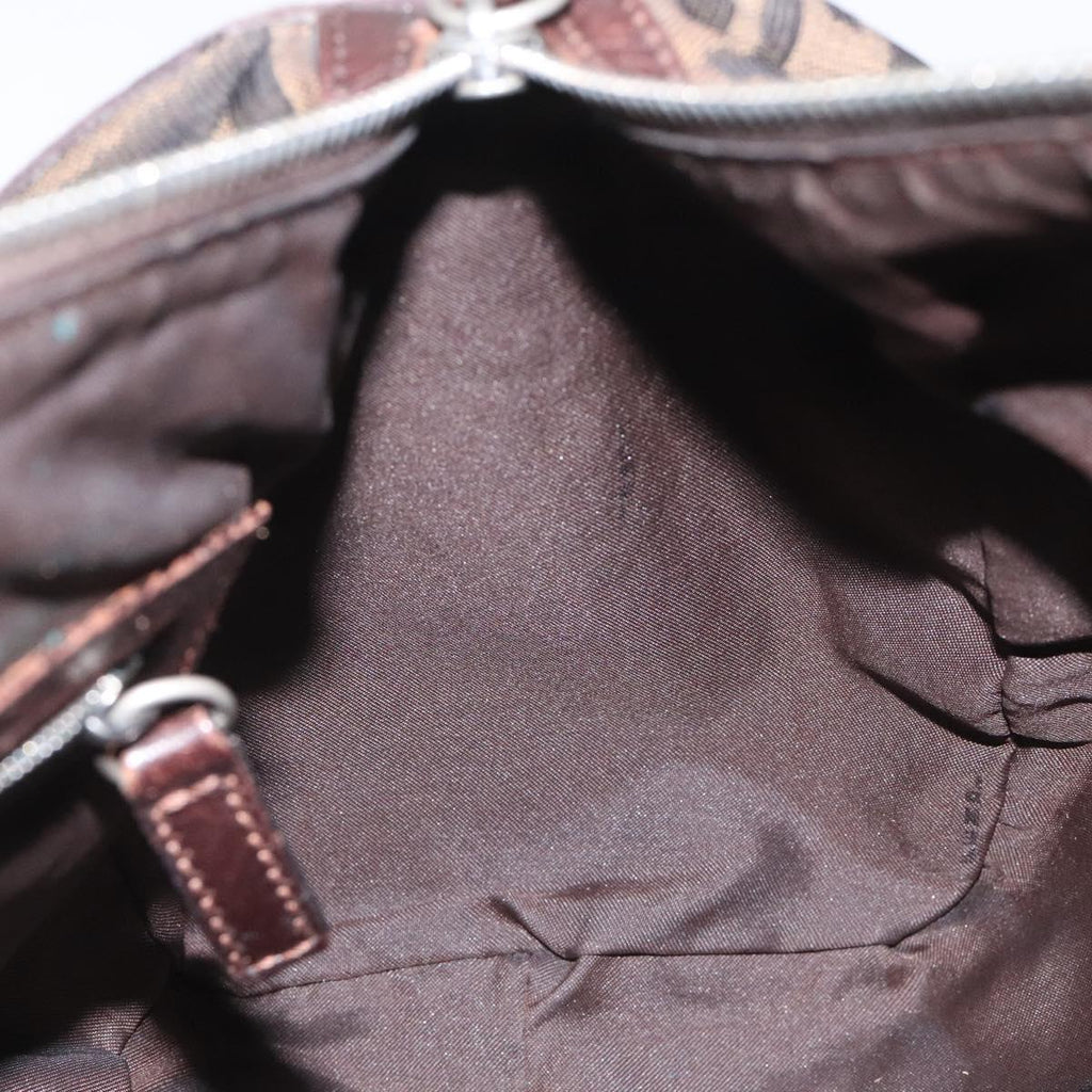 FENDI Zucca Canvas Hand Bag Brown Black 114416