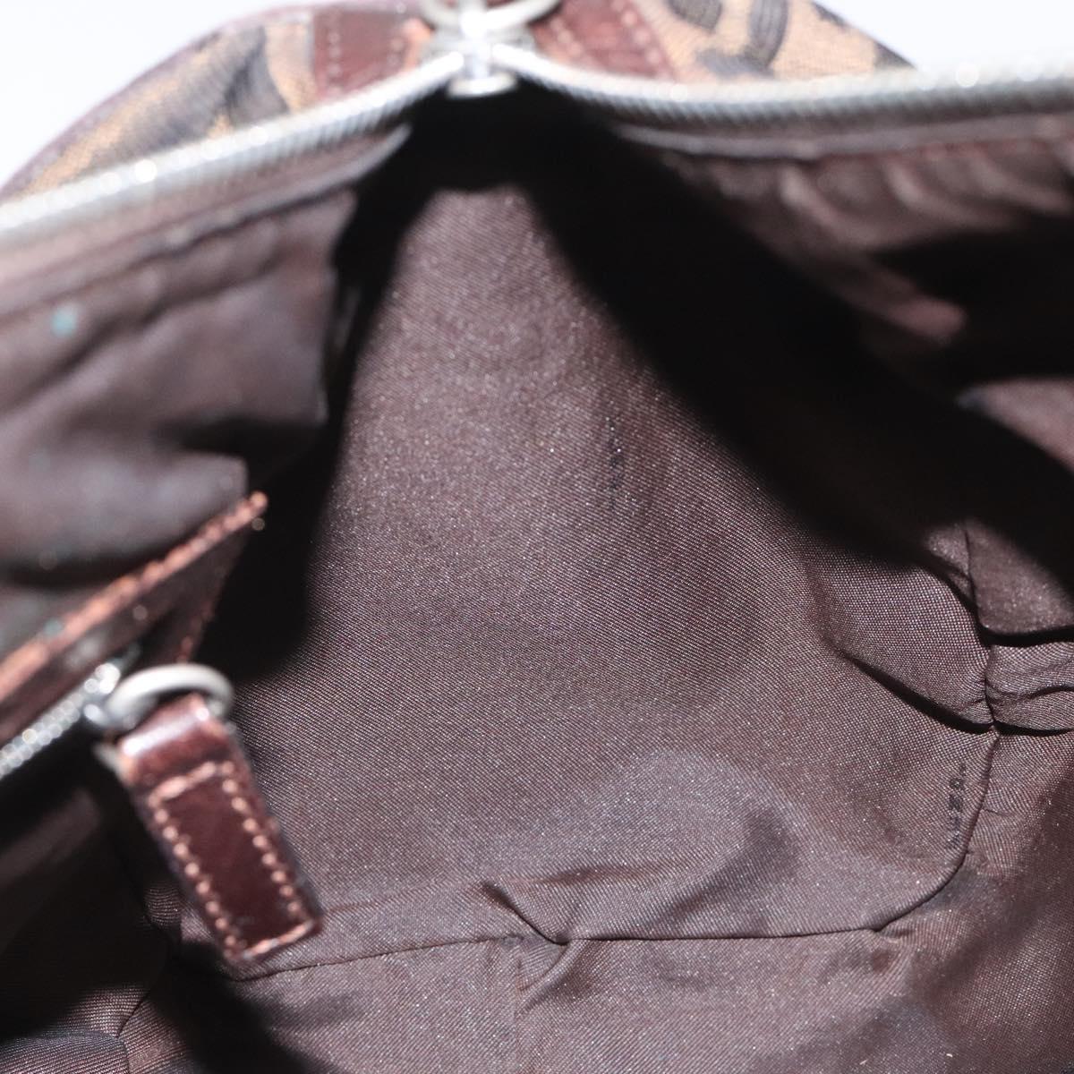 FENDI Zucca Canvas Hand Bag Brown Black 114416