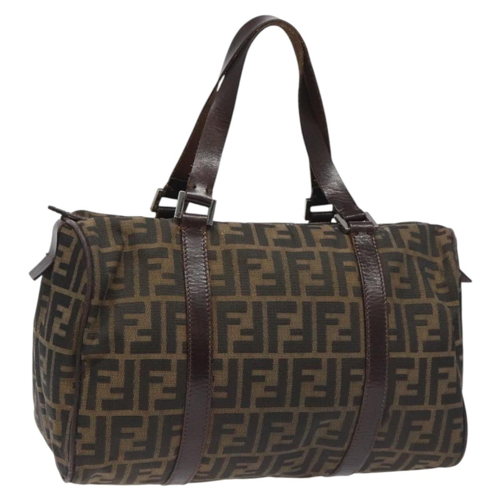 FENDI Zucca Canvas Hand Bag Brown Black 114416