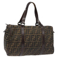 FENDI Zucca Canvas Hand Bag Brown Black 114416