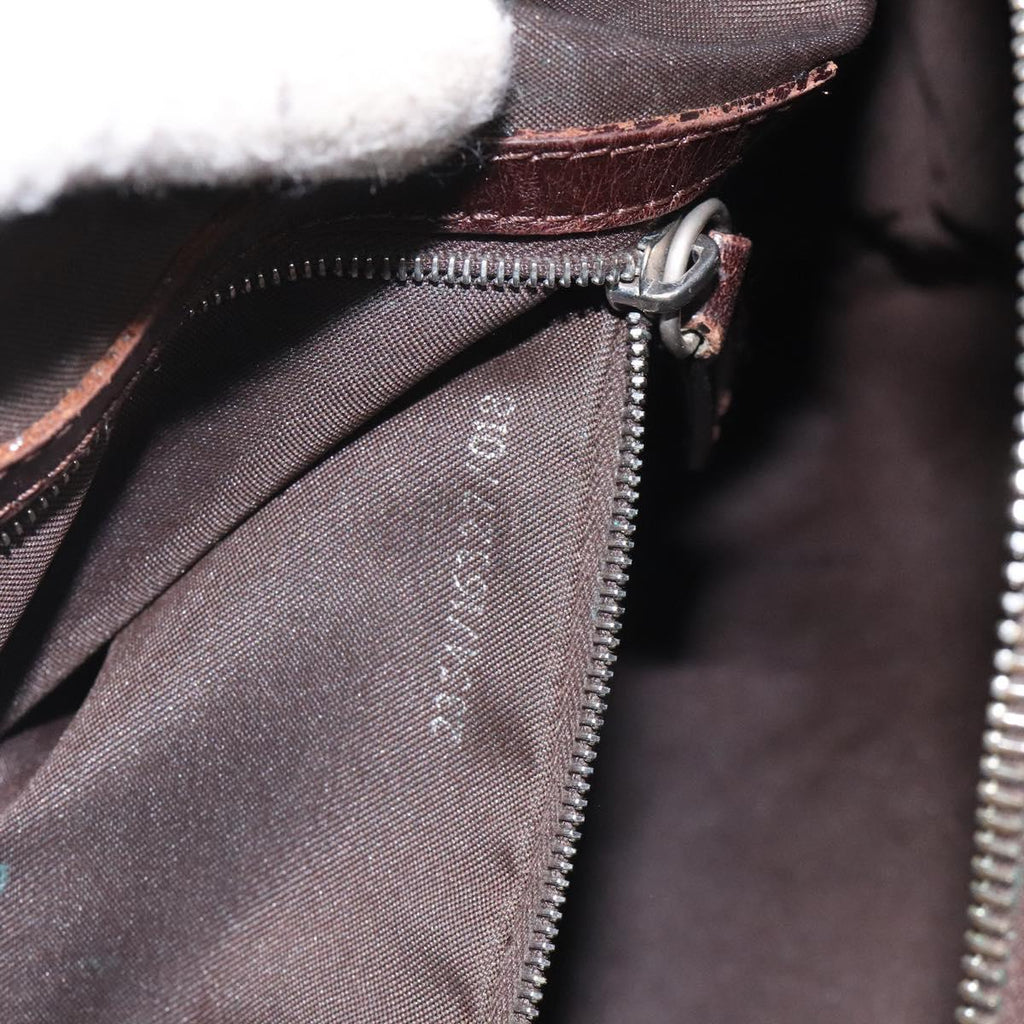 FENDI Zucca Canvas Hand Bag Brown Black 114416