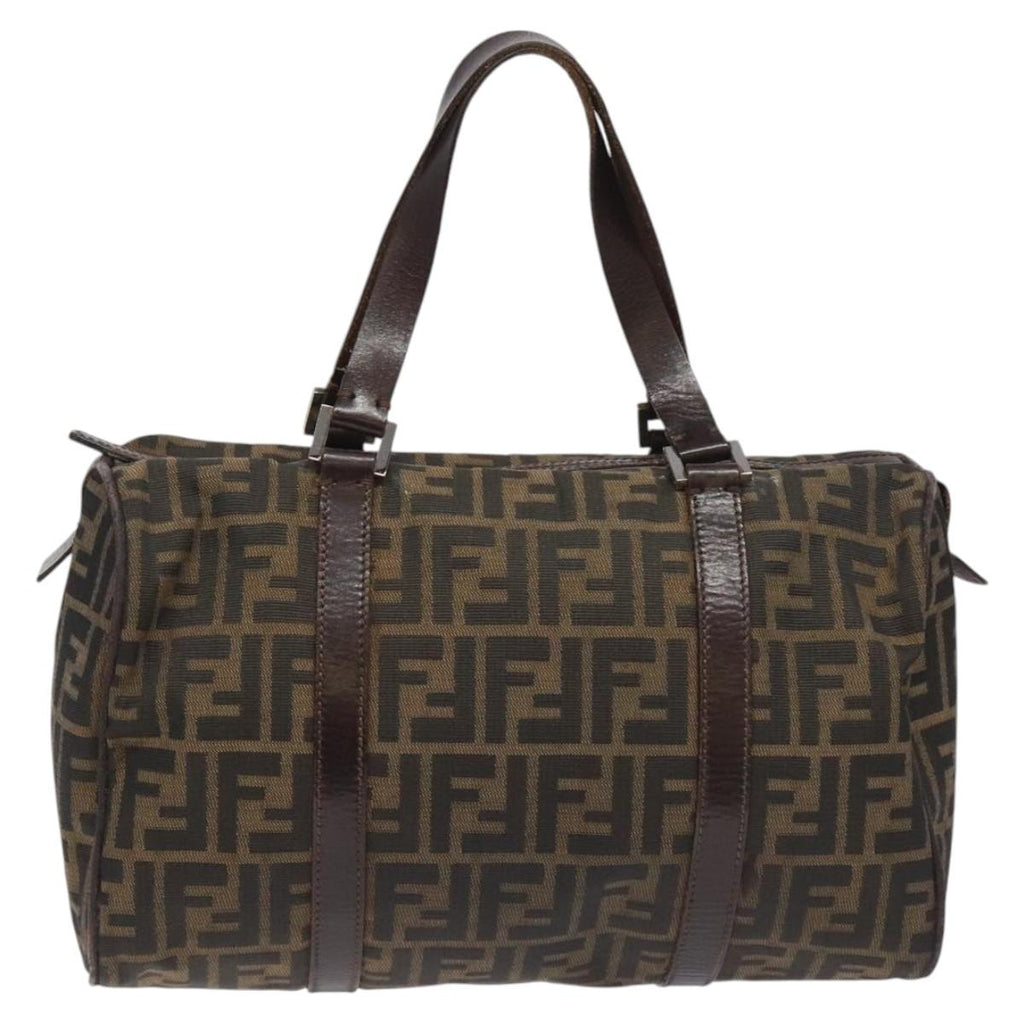 FENDI Zucca Canvas Hand Bag Brown Black 114416