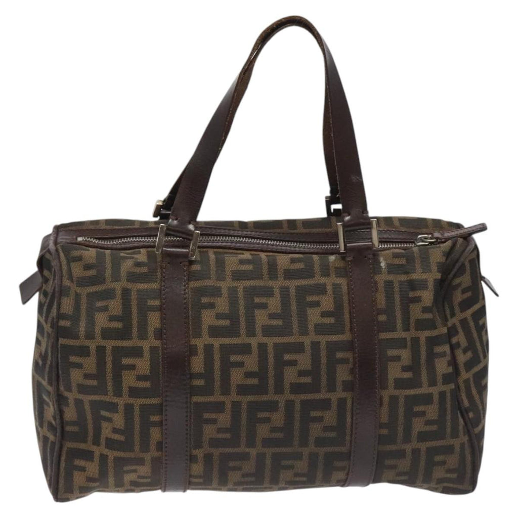 FENDI Zucca Canvas Hand Bag Brown Black 114416