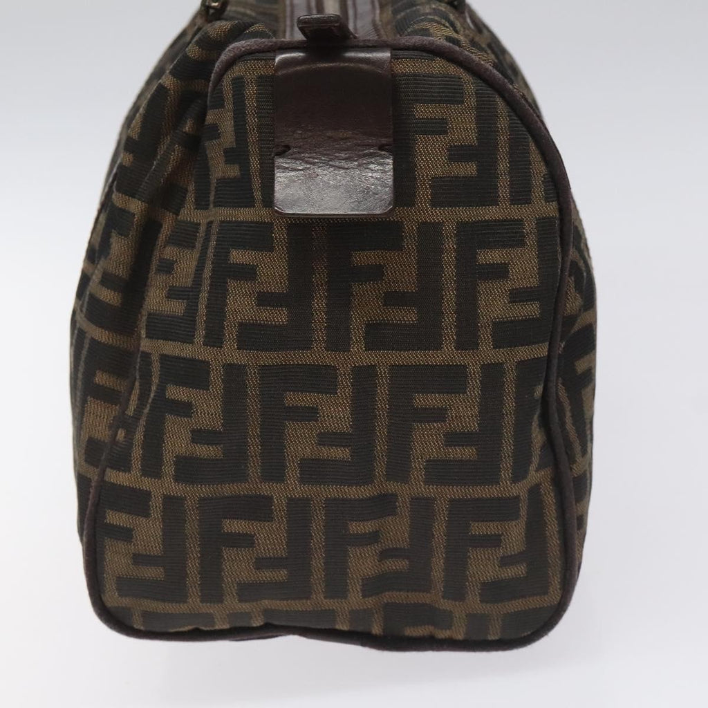 FENDI Zucca Canvas Hand Bag Brown Black 114416