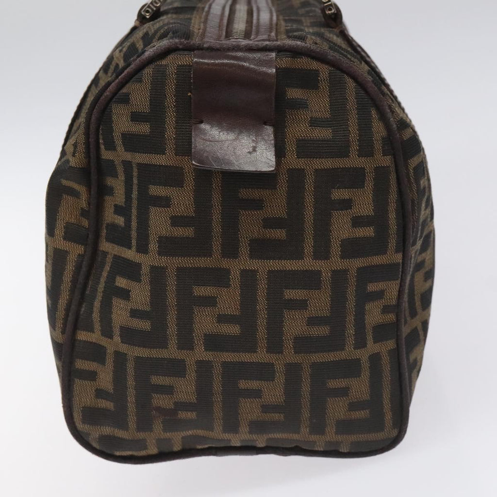 FENDI Zucca Canvas Hand Bag Brown Black 114416