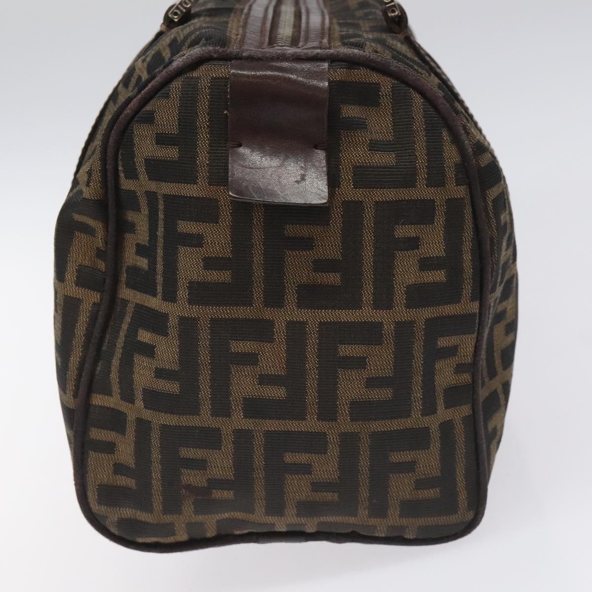 FENDI Zucca Canvas Hand Bag Brown Black 114416