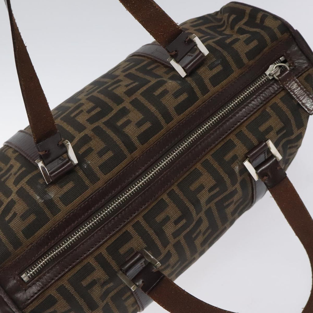 FENDI Zucca Canvas Hand Bag Brown Black 114416