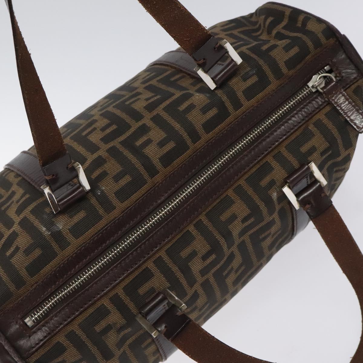 FENDI Zucca Canvas Hand Bag Brown Black 114416