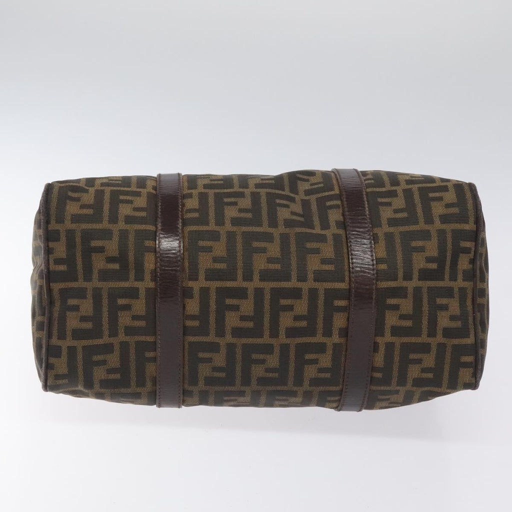FENDI Zucca Canvas Hand Bag Brown Black 114416
