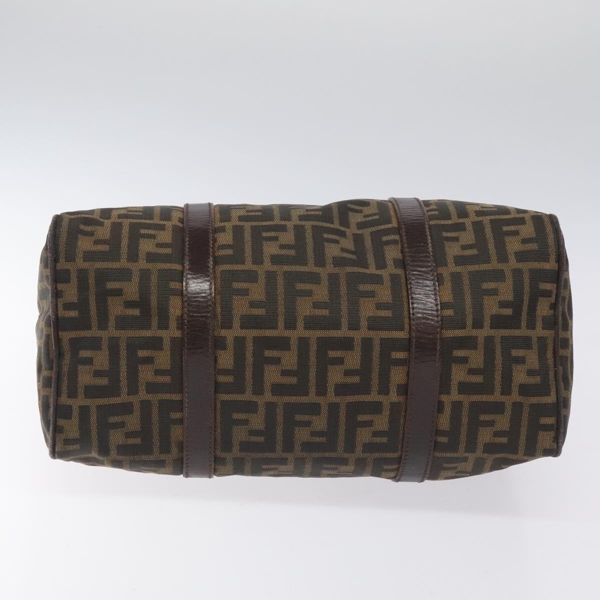 FENDI Zucca Canvas Hand Bag Brown Black 114416
