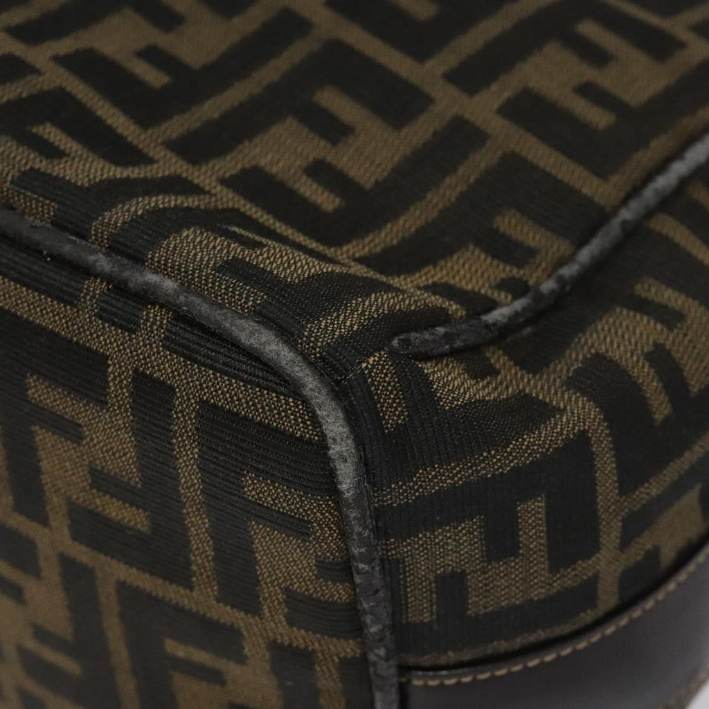 FENDI Zucca Canvas Vanity Pouch Brown Black 114452