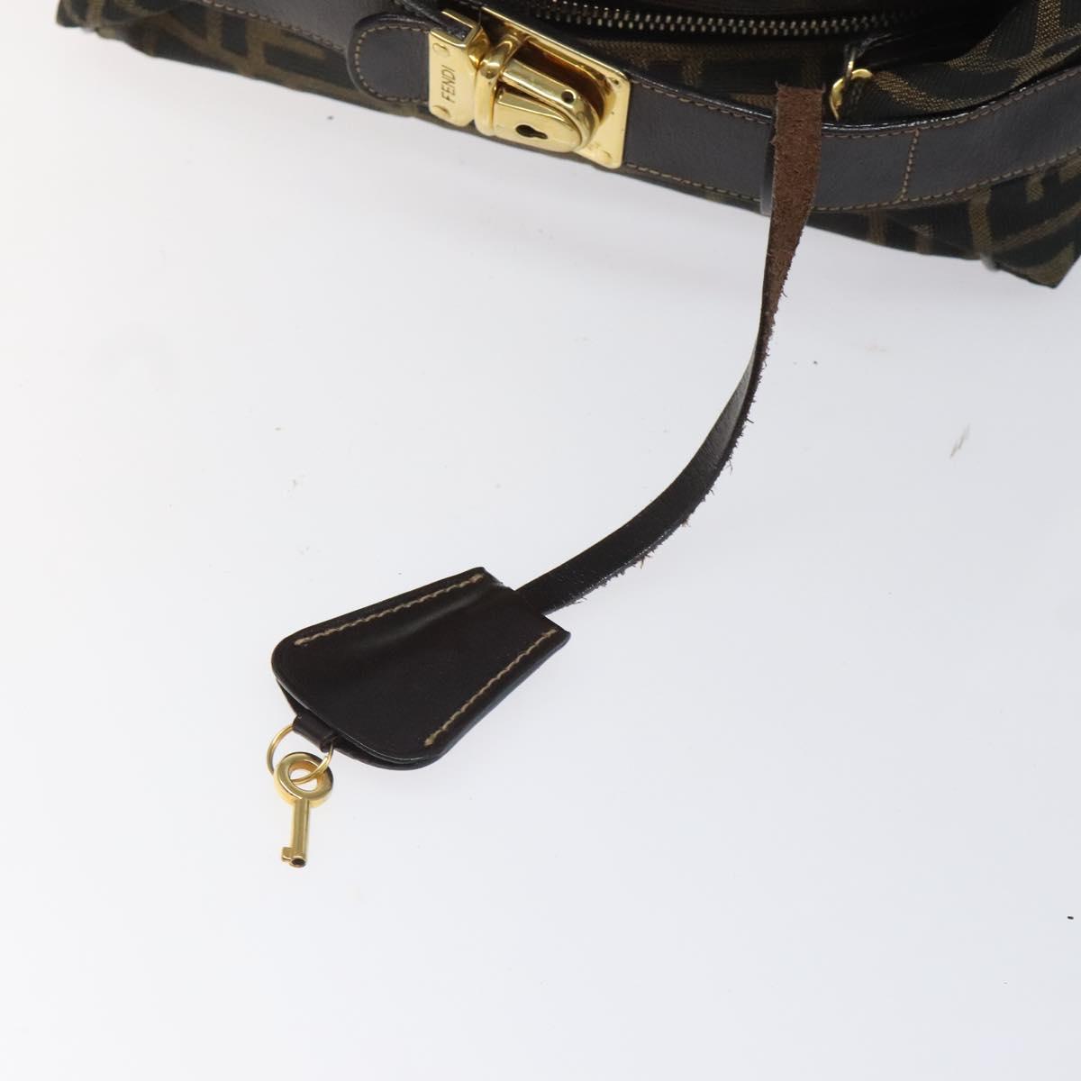 FENDI Zucca Canvas Vanity Pouch Brown Black 114452