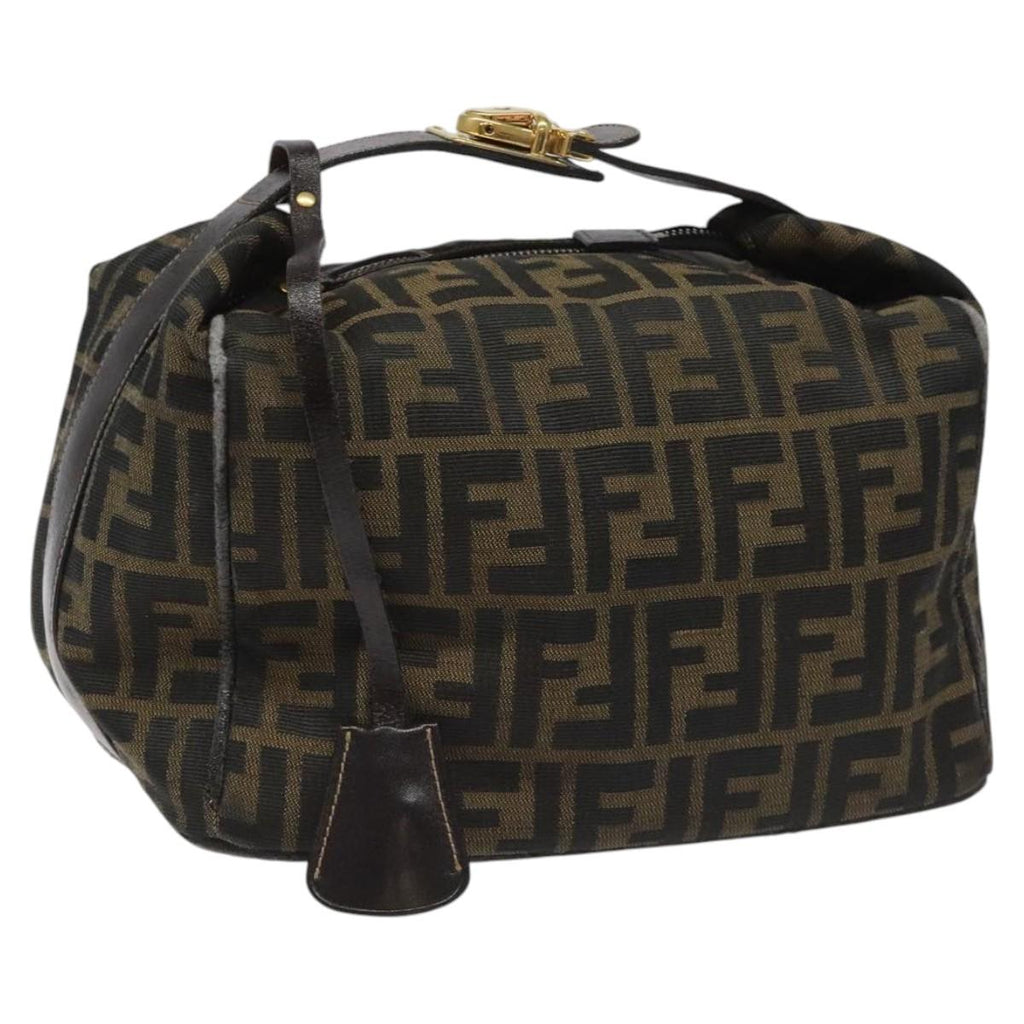FENDI Zucca Canvas Vanity Pouch Brown Black 114452