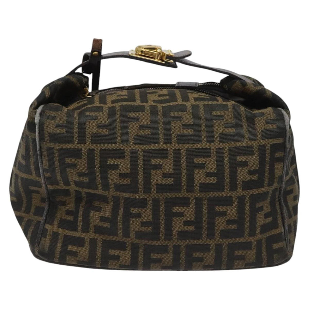 FENDI Zucca Canvas Vanity Pouch Brown Black 114452