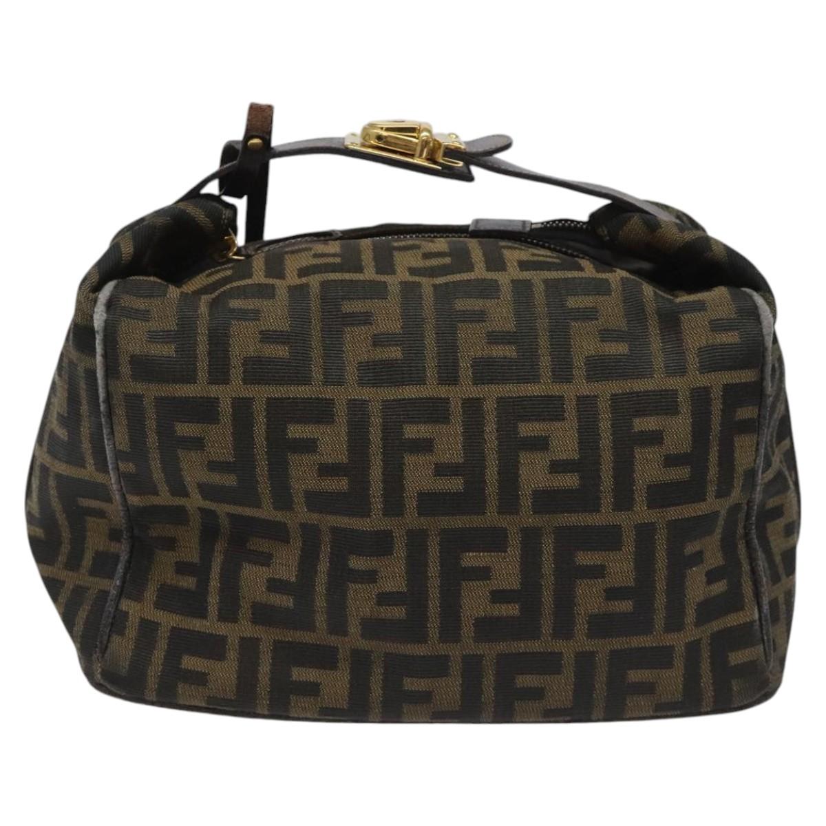 FENDI Zucca Canvas Vanity Pouch Brown Black 114452