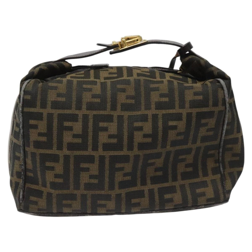 FENDI Zucca Canvas Vanity Pouch Brown Black 114452