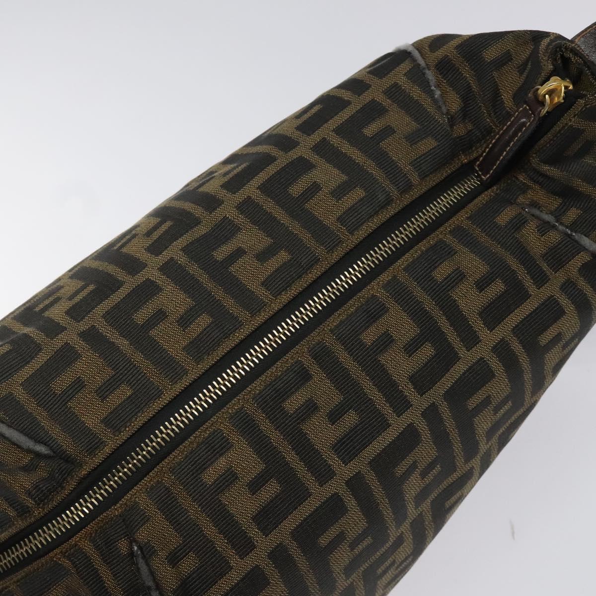 FENDI Zucca Canvas Vanity Pouch Brown Black 114452