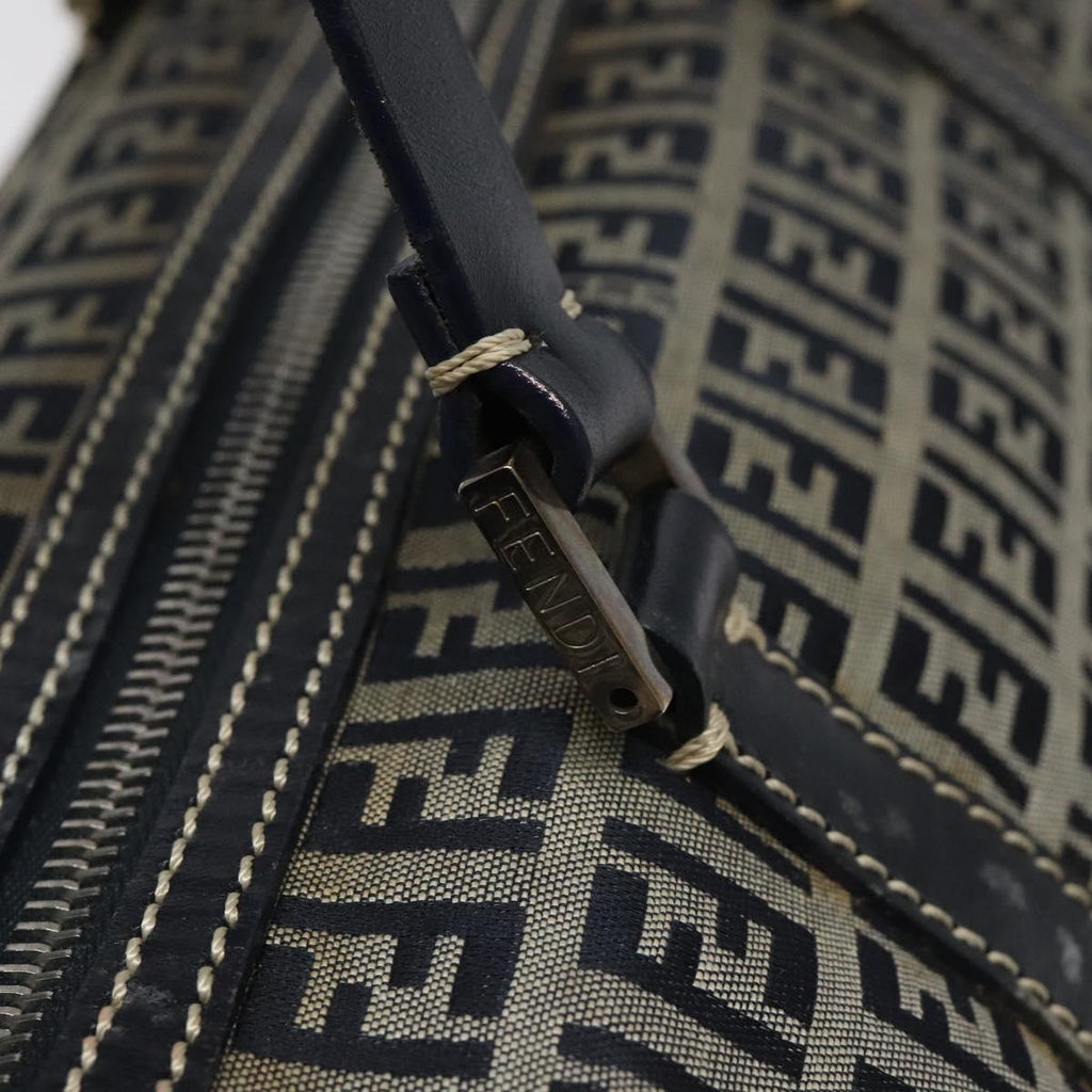 FENDI Zucchino Canvas Hand Bag Navy 114454