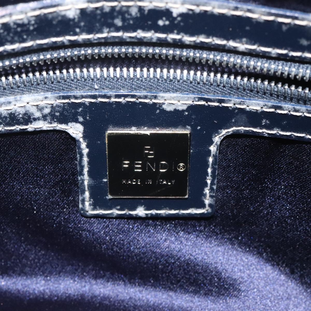 FENDI Zucchino Canvas Hand Bag Navy 114454