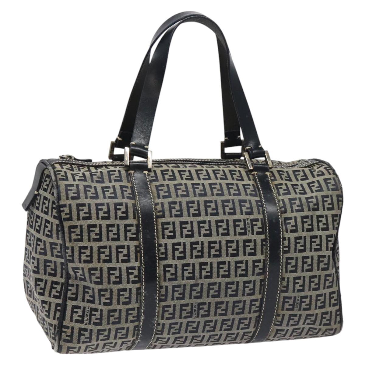 FENDI Zucchino Canvas Hand Bag Navy 114454