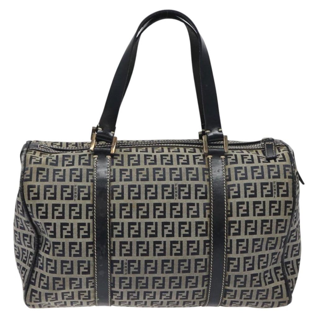 FENDI Zucchino Canvas Hand Bag Navy 114454