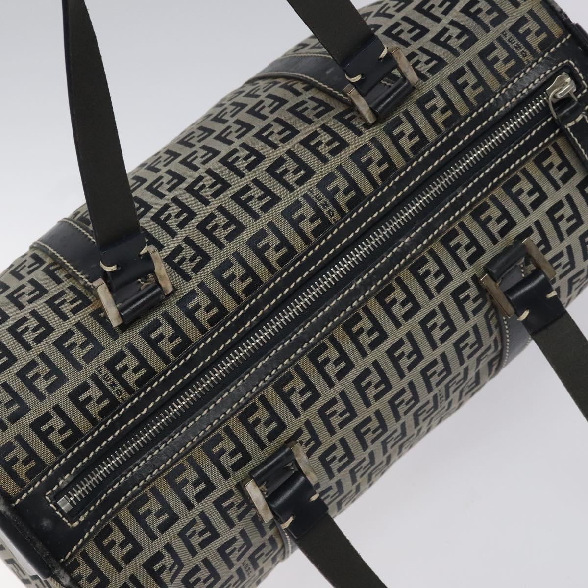 FENDI Zucchino Canvas Hand Bag Navy 114454
