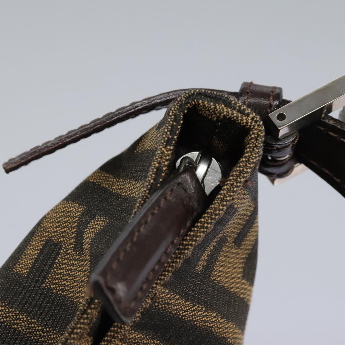 FENDI Zucca Canvas Mamma Baguette Shoulder Bag Brown Black 114484