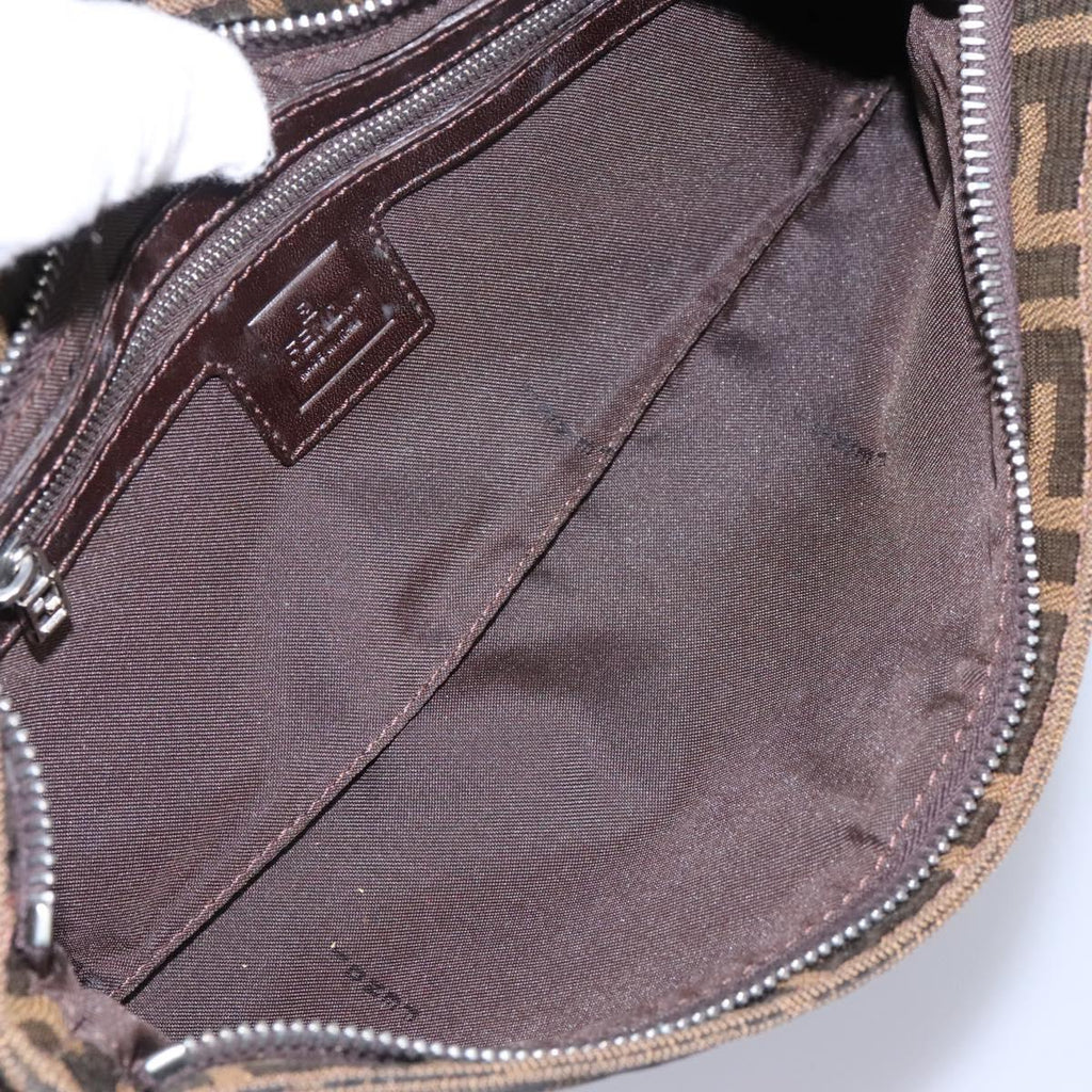 FENDI Zucca Canvas Mamma Baguette Shoulder Bag Brown Black 114484
