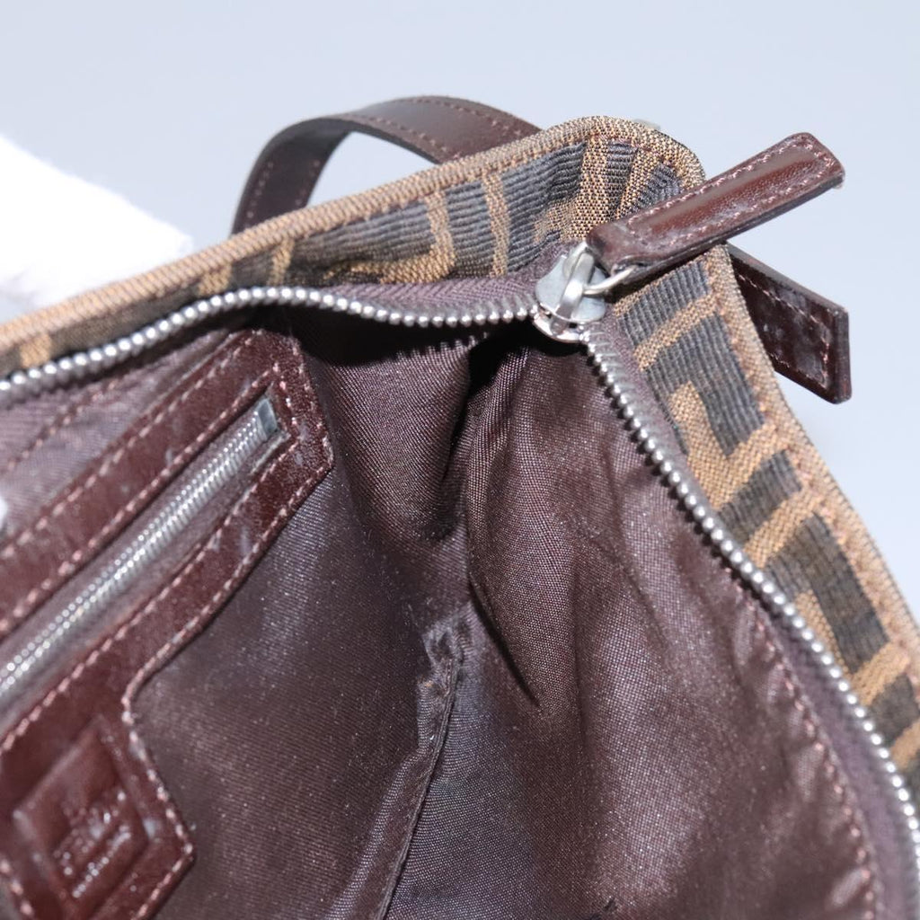 FENDI Zucca Canvas Mamma Baguette Shoulder Bag Brown Black 114484