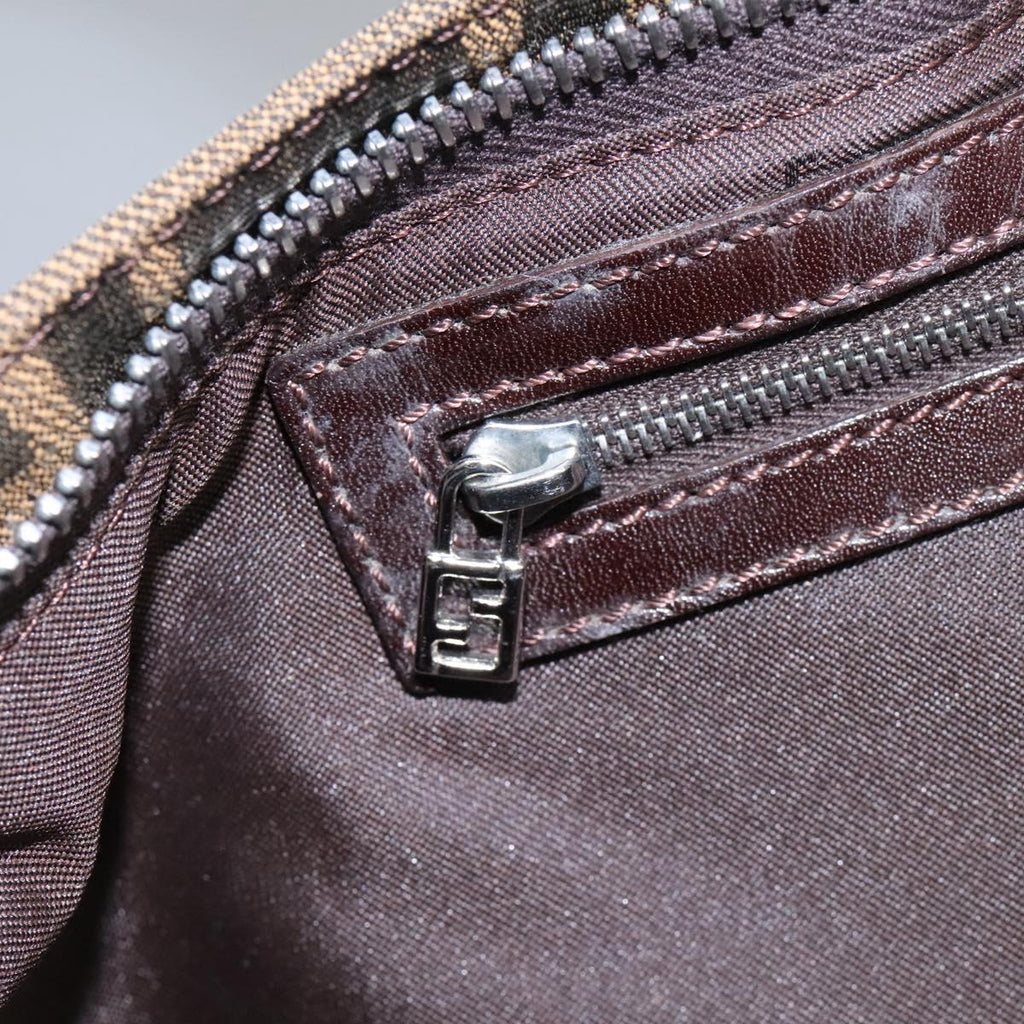 FENDI Zucca Canvas Mamma Baguette Shoulder Bag Brown Black 114484