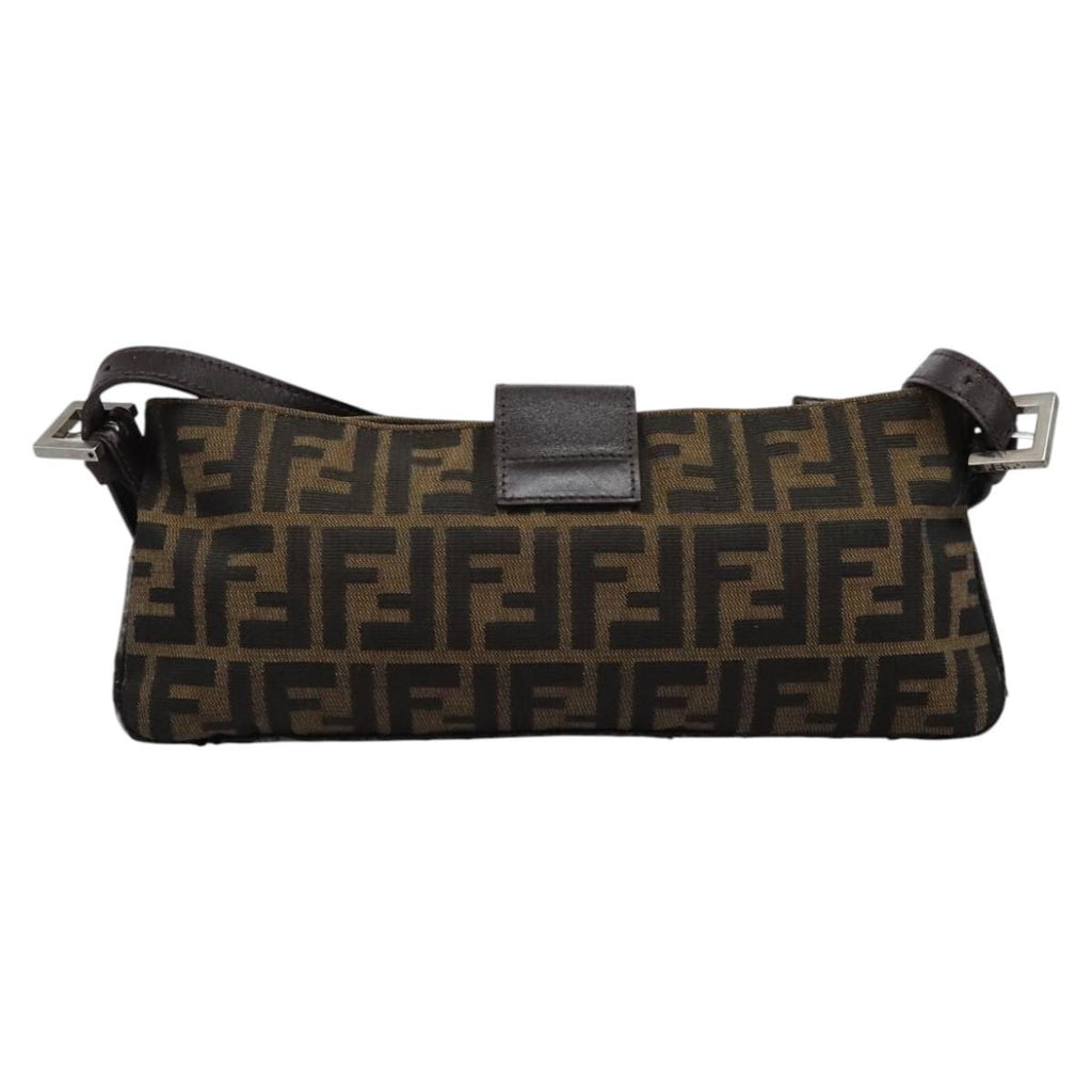 FENDI Zucca Canvas Mamma Baguette Shoulder Bag Brown Black 114484